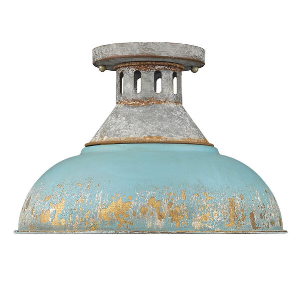 Kinsley Aged Galvanized Steel and Teal One-Light Semi-flush, image 2
